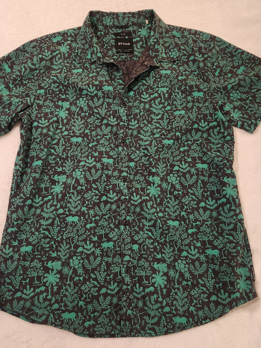 prAna Roots Studio Men's Button-up Shirt Rahesh Print Size Lg Slim